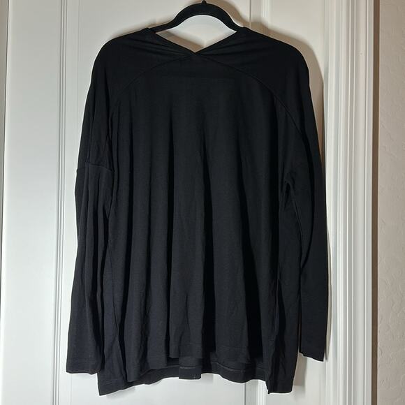 Zara W & B Long Sleeve V-Neck Semi-Sheer Black Delicate Blouse Top Size L - Picture 5 of 14